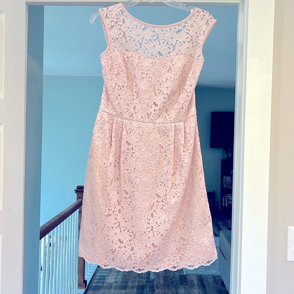 White House Black Market Pink Lace Dress 8